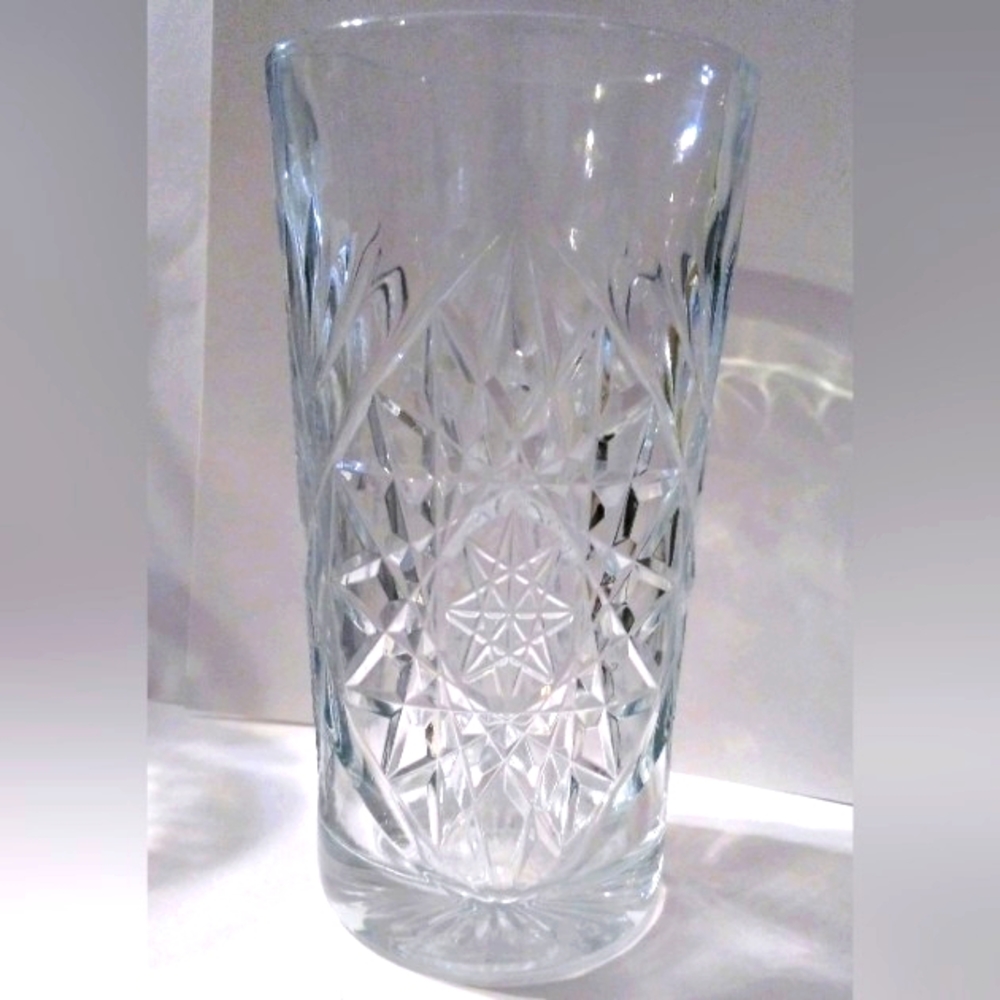 Lovely Vintage Pressed Glass Hobstar Highball Glass/Vase, Libbey Glass Company! - Picture 1 of 6